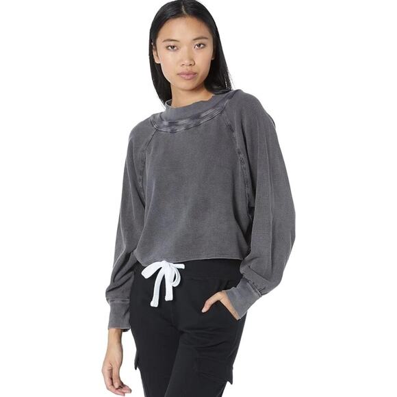 Free People Fun Times Turtle Thermal Pullover Black - XS - Picture 1 of 5